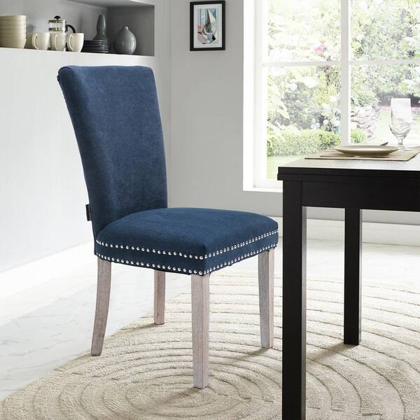 navy linen dining chair