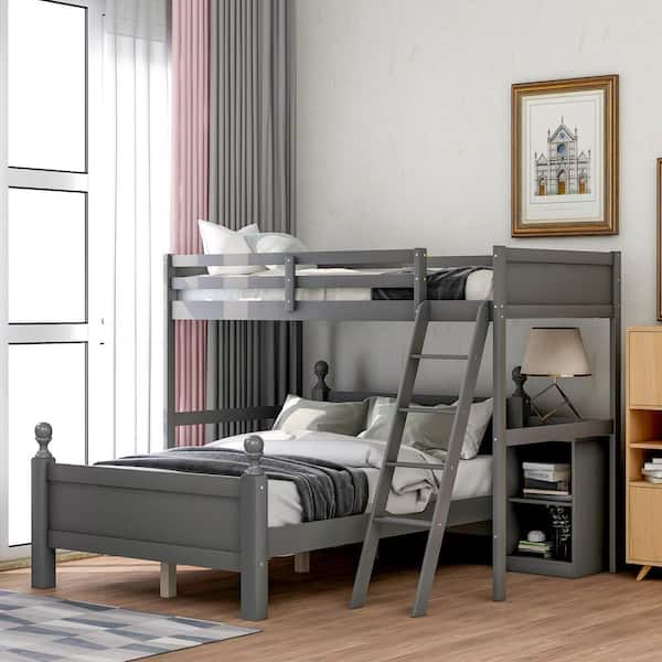 Gray Twin Over Full Loft Bed With, Zinus Twin Over Full Bunk Bed