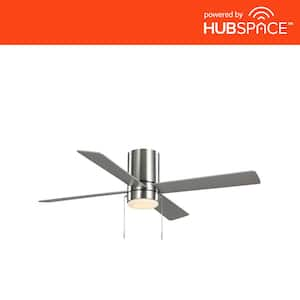 Scenic 52 in. Integrated LED Indoor Brushed Nickel Hugger Ceiling Fan with Reversible Motor & Reversible Blades Included