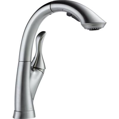 Linden Single-Handle Pull-Out Sprayer Kitchen Faucet With Multi-Flow And High Arc Waterfall Spout In Arctic Stainless