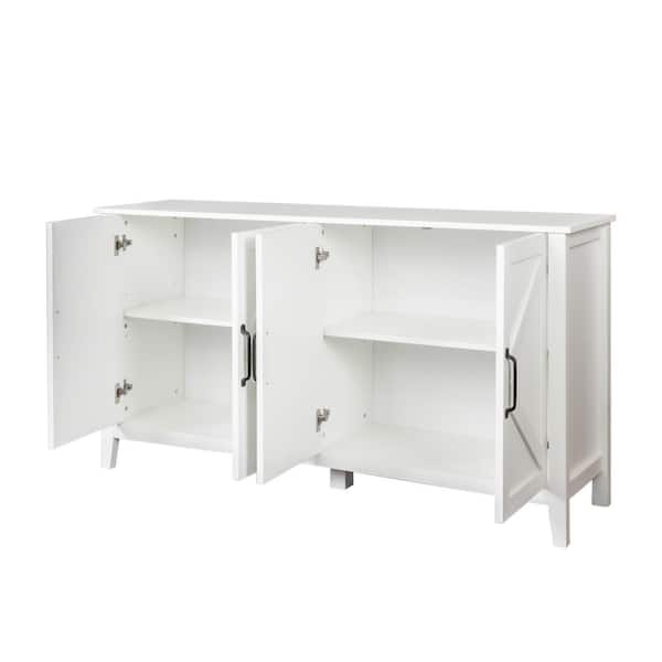 59.06 in. W x 15.75 in. D x 31.5 in. H Bathroom White Linen Cabinet