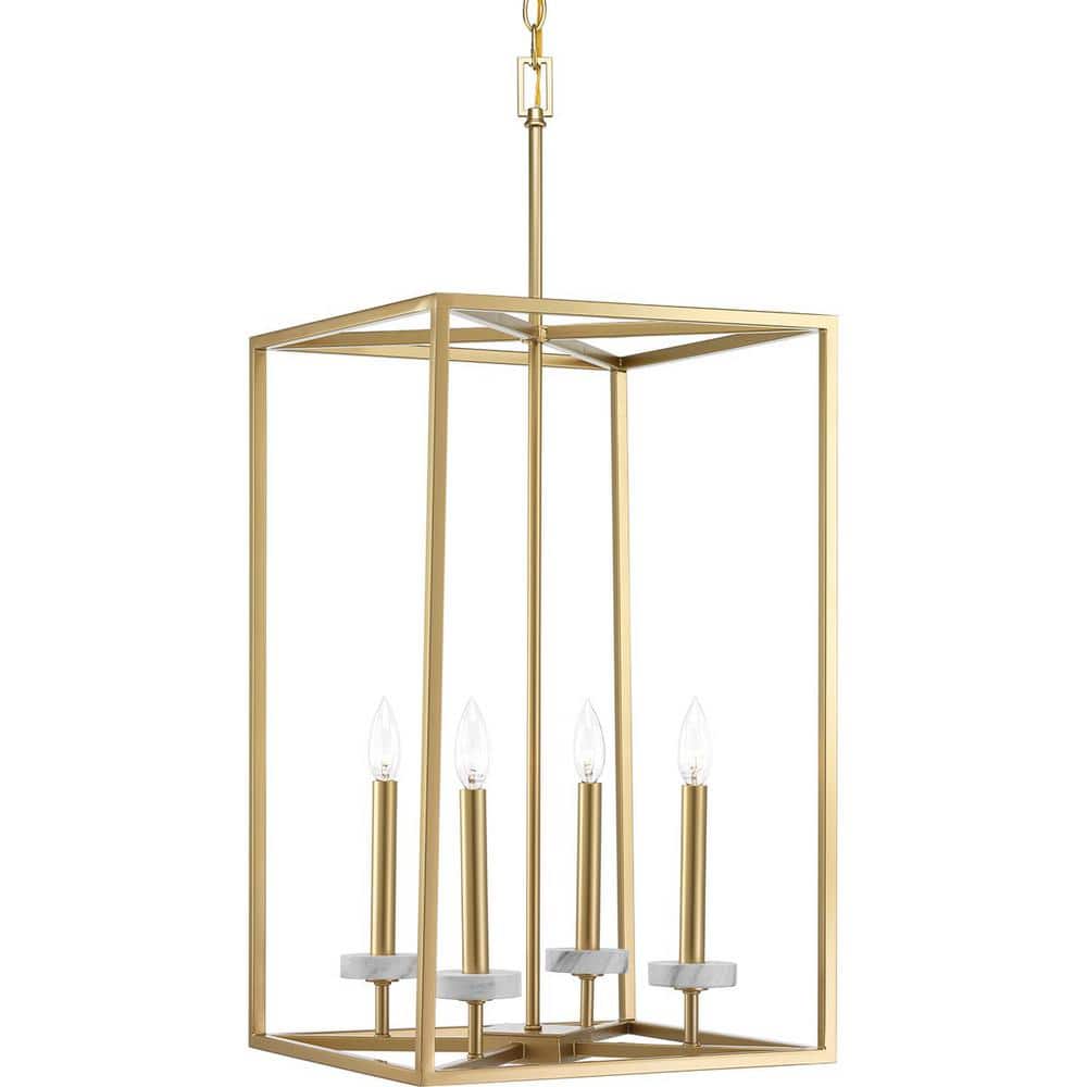 Vintage Gold Palacio 4-Light Pendant with Faux White Marble Shade