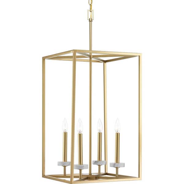 Progress Lighting Palacio 4-Light Vintage Gold Modern/Contemporary Drum Medium Hanging Pendant Light