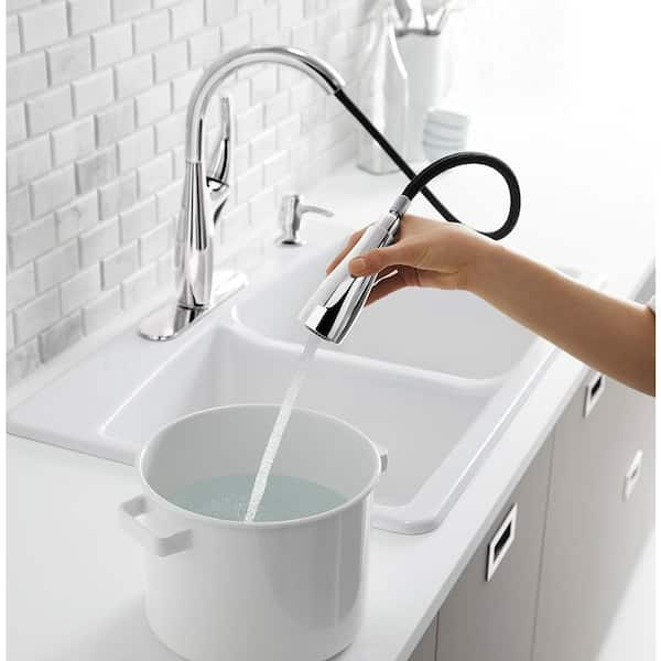 KOHLER Mazz Single Handle Pull Down Sprayer Kitchen Faucet in