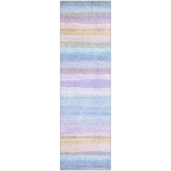 Mayfield Premium Machine Washable Abstract AMF2093 Lavender 2 ft. x 7 ft. Runner Rug
