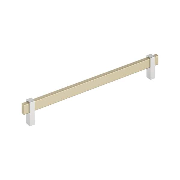 Mulino 10-1/16 in. (256mm) Center-to-Center Modern Golden Champagne/Polished Chrome Bar Cabinet Pull