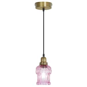 Diane 1-Light Gold Novelty Shaded Textured Glass Cylinder Pendant Lamp