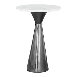 Tim 15.0 in. W White 22.5 in.H Round Marble End Table