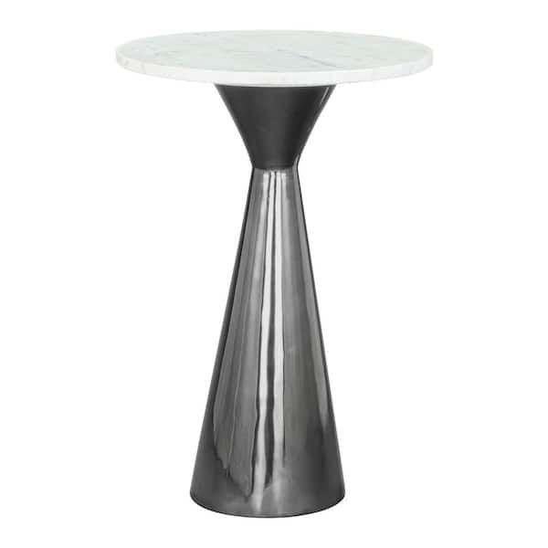 ZUO Tim 15.0 in. W White 22.5 in.H Round Marble End Table