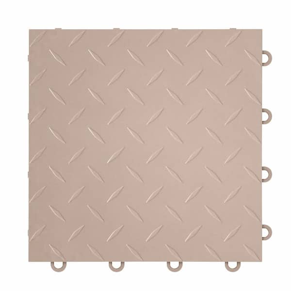 Nitro Diamond 3/8 in. Garage Tiles, Beige, 12 in. x 12 in., 52-Pack, Covers 52 sq. ft., Interlocking Floor Tiles