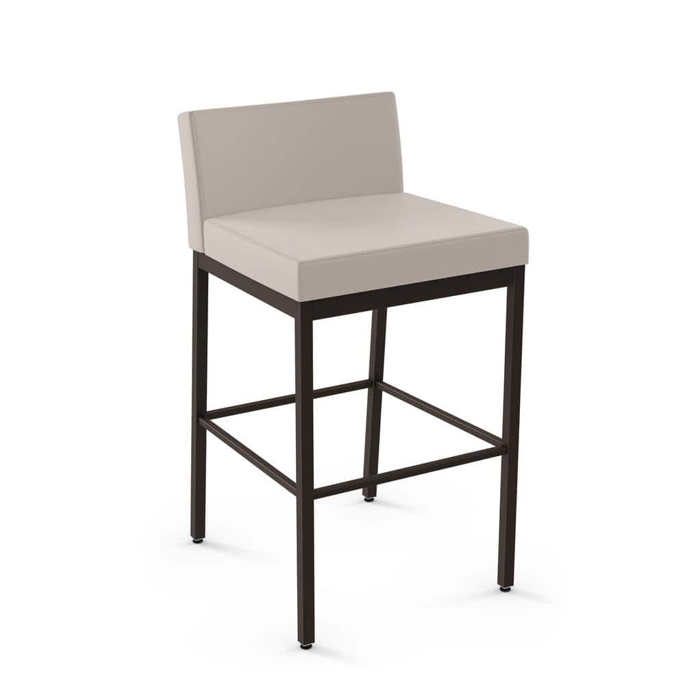 Modern Fairfield 30" Bar Stool in Cream Faux Leather and Dark Brown Metal