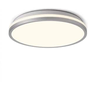 11.6 in. LED Flush Mount Ceiling Light-White/Silver