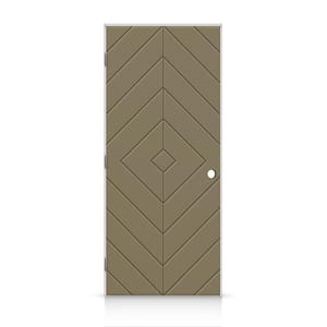 32 in. x 80 in. Diamond Right-Handed Hollow-Core Olive Green Painted Smooth Composite Single Prehung Interior Door