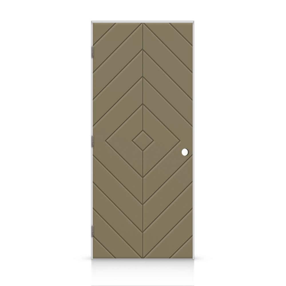 30 in. x 84 in. Diamond Right-Handed Hollow-Core Olive Green Painted Smooth Composite Single Prehung Interior Door price history on PriceWatchPro