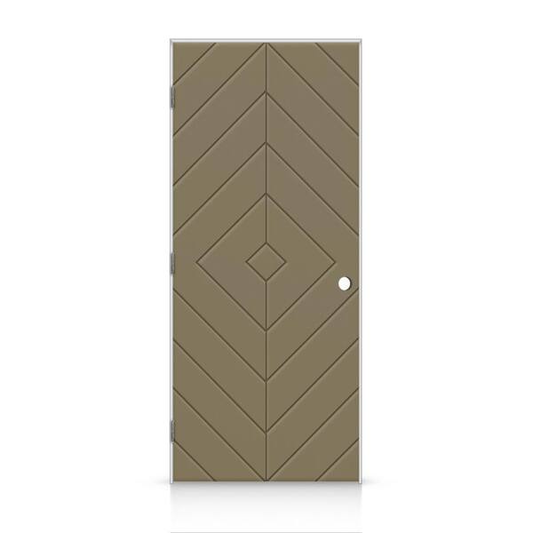 CALHOME 30 in. x 96 in. Diamond Right-Handed Hollow-Core Olive Green Painted Smooth Composite Single Prehung Interior Door