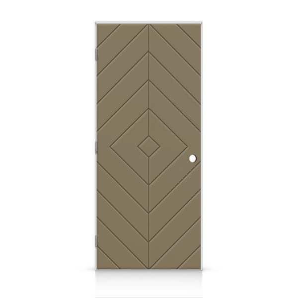 CALHOME 38 in. x 96 in. Diamond Right-Handed Hollow-Core Olive Green Painted Smooth Composite Single Prehung Interior Door