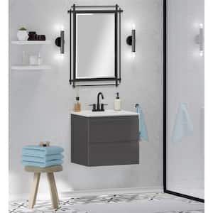 Crawley 24 in. W x 18 in. D x 35 in. H Single Sink Floating Bath Vanity in Gray Gloss with White Porcelain Top
