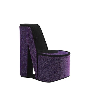 9 in. High Heel Shoe Purple Iridescent Velvet Hidden Jewelry Box
