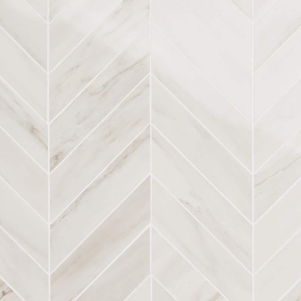 Dolomite Snow Polished Porcelain Marble Look Mosaic Tile