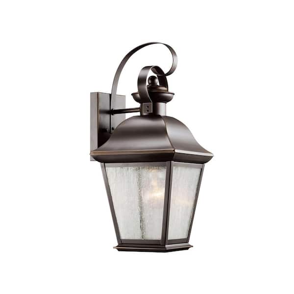 KICHLER Mount Vernon 16.75 in. 1-Light Olde Bronze Outdoor Hardwired Wall Lantern Sconce with No Bulbs Included (1-Pack)