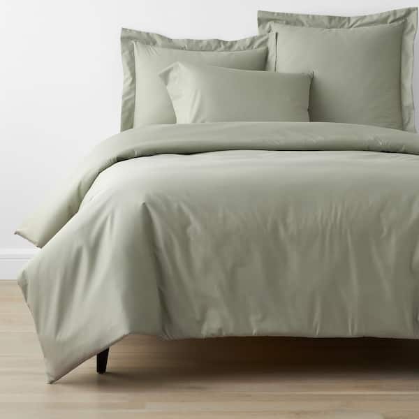 The Company Store Company Cotton Wrinkle-Free Laurel Green King Sateen Duvet Cover