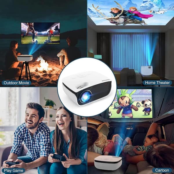 Lukyamzn 1920 x 1080P Full HD Mini Portable Projector with 7500