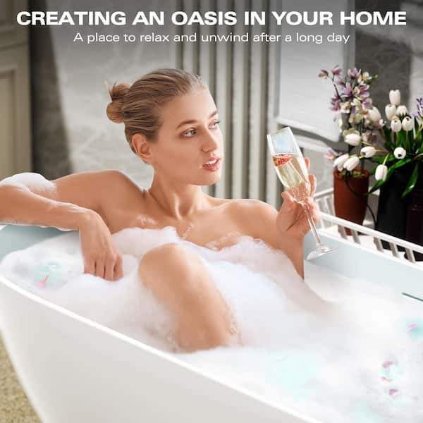 Ziyudura 59 in. x 29.5 in. Soaking Bathtub with Center Drain in