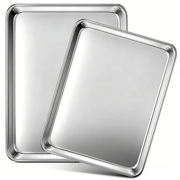 2-Piece Baking Sheets, Commercial Grade Stainless Steel Cookie Sheets for Baking, Thicker and Firmer Baking Pans Set