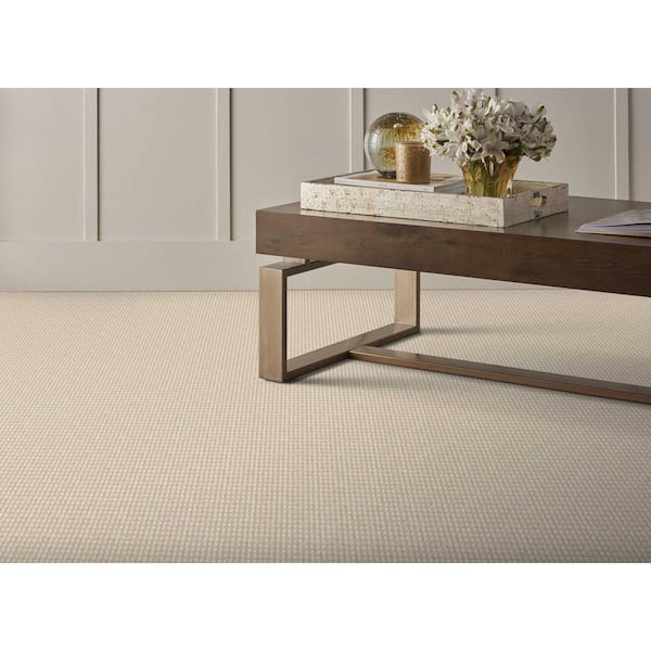 Shenadoah Stripe Ivory/Plains Brown 12 ft. 24 oz. Wool Loop Installed Carpet
