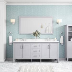 Sepal 72 in. W x 21 in. D x 34.50 in. H Bath Vanity in Dove Grey with White Cultured Marble Top