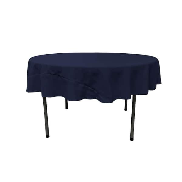 LA Linen Navy Blue 72 in. Round Polyester Poplin Tablecloth