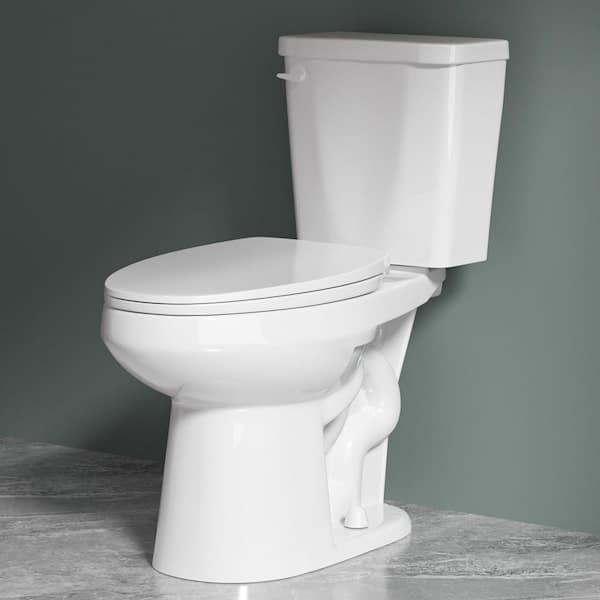 Elongated 17 in. Comfort Height Toilet 1.28 GPF Single Flush 2-Piece White with Slow Close Toilet Seat