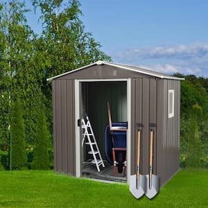 6 ft. x 5 ft. Outdoor Metal Storage Shed Gray With Window for Garden(30 sq. ft.)