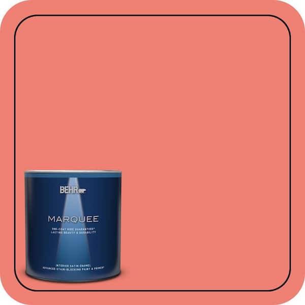 BEHR MARQUEE 1 qt. #170B-5 Youthful Coral Satin Enamel Interior Paint & Primer