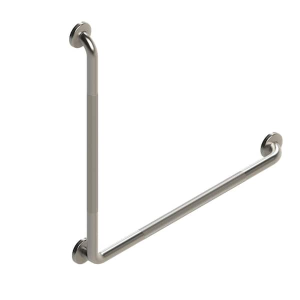 L-Shaped 30 x 30, 90 Angle Grab Bar-ADA Compliant Wall-Mounted Grab Rail in Knurled Stainless