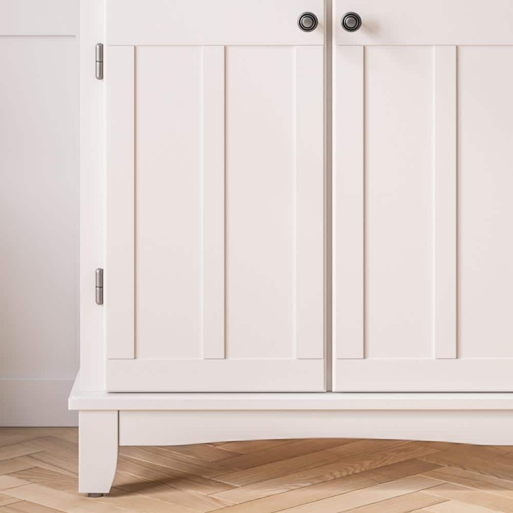 Elegant Homestyles White Hardwood Buffet with Sleek Wood Top