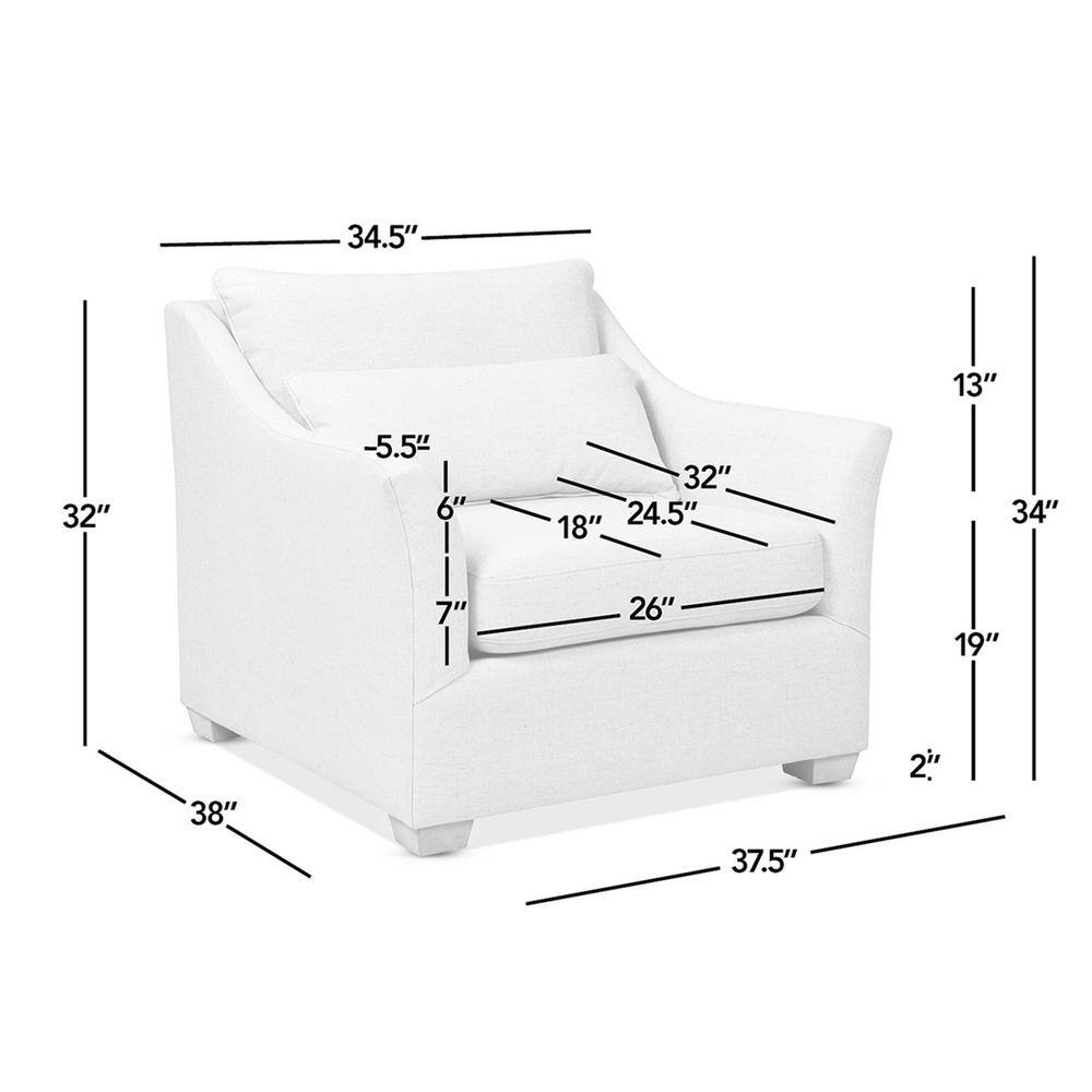 Ada 38" White Linen Flared Arm Accent Chair