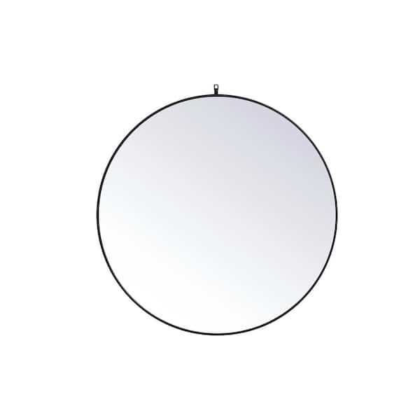 Unbranded Timeless Home 45 in. W x 45 in. H x Midcentury Modern Metal Framed Round Black Mirror