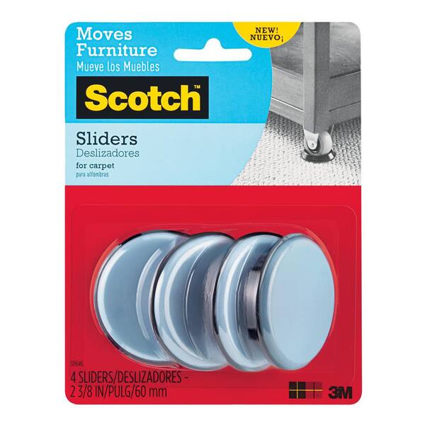 3M Scotch 2-3/8 in. Gray/Black Round Reusable Furniture Sliders (4-Pack)