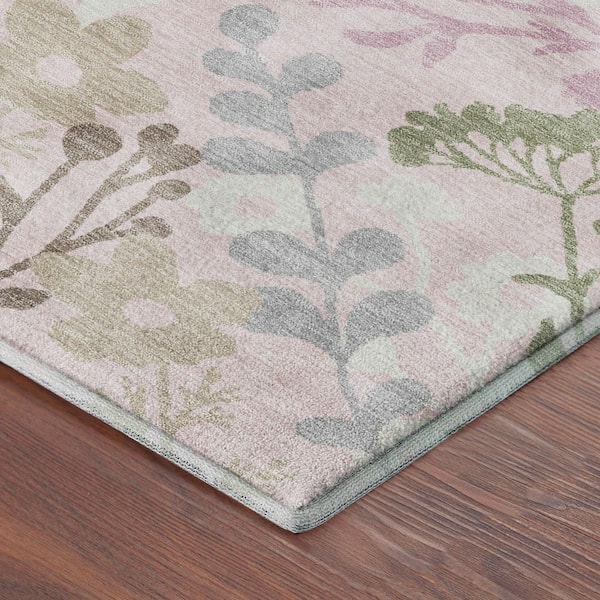 Mayfield Premium Machine Washable Abstract AMF2334 Pink 5 ft. x 7 ft. 6 in. Area Rug