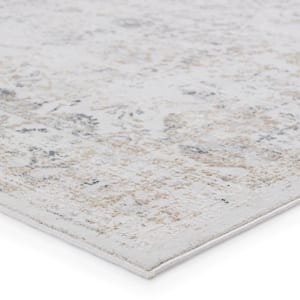 Irena Power-Loomed Light Gray/Gold 10 ft. 2 in. x 14 ft. Abstract Rectangle Area Rug