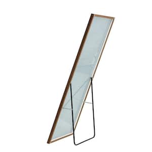 17 in. W x 60 in. H Rectangular Wood Framed Floor Wall Mounted Bathroom Vanity Mirror in Brown
