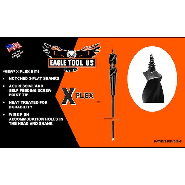 Eagle Tool US X FLEX Screw Point 3/4 in. x 54 in. Bit, 1/4 in. x