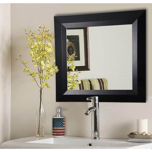 32.5 in. x 32.5 in. Solid Black Angle Vanity Square Vanity Wall Mirror