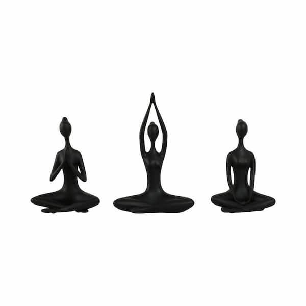 Sagebrook Home Black 8.5 in. X 10 in. Resin Yoga Ladies Figurine (Set of 3)
