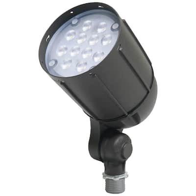 12W Line Voltage Bronze Integrated Outdoor LED Bullet Flood Light and Adjustable Mounting Bracket for Landscape Lighting