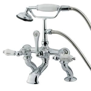 Vintage 7 in. Deck Mount 3-Handle Claw Foot Tub Faucet with Hand Shower in Polished Chrome