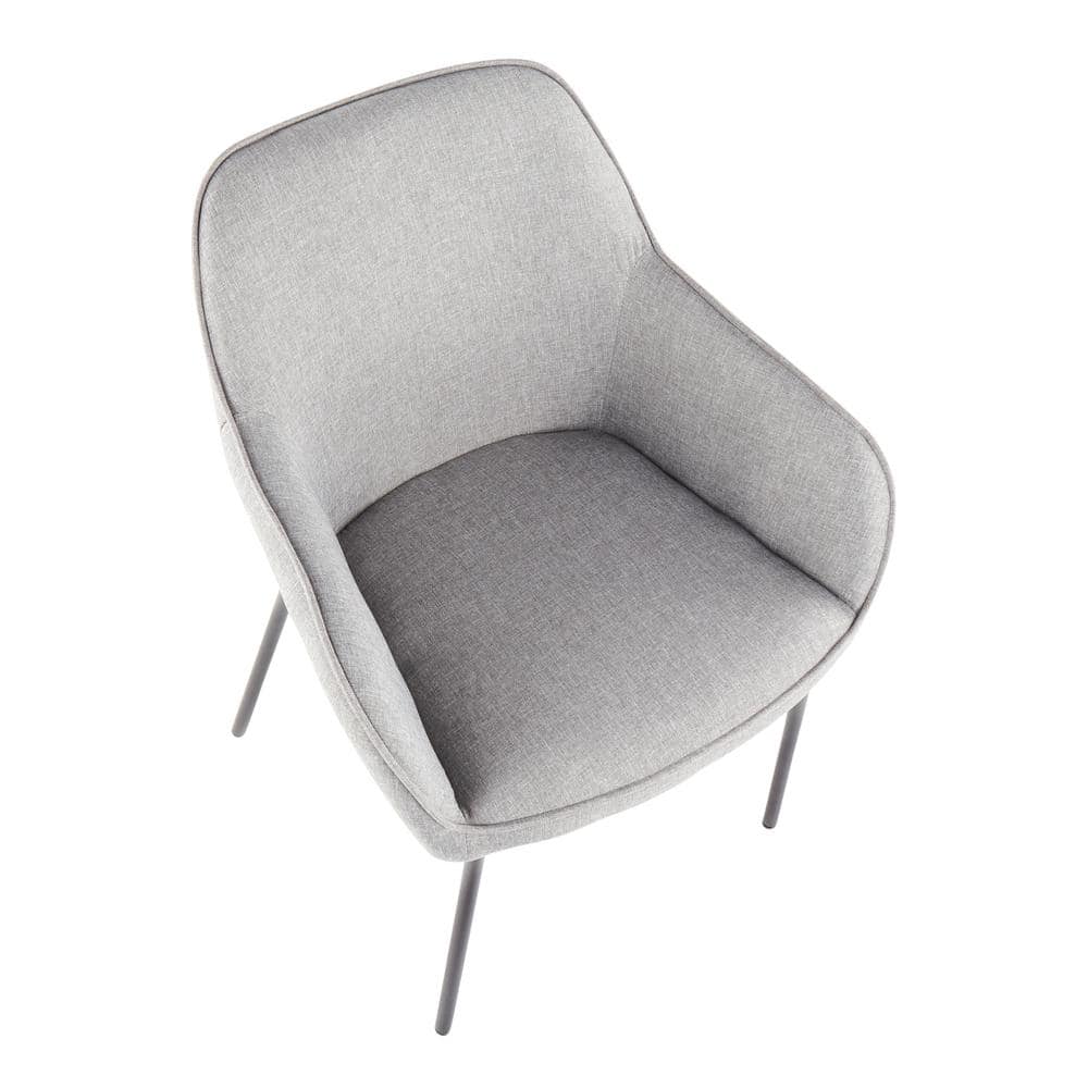Daniella Gray Upholstered Arm Chairs with Black Metal Legs, Set of 2