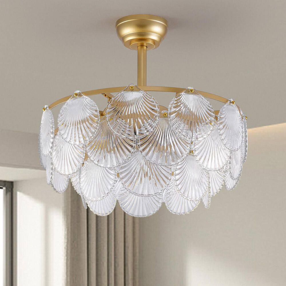 22 in. 4-Light Modern Gold Downrod Mount Standard Ceiling Fan with Lights Reversible Rotation and Remote Control price history on PriceWatchPro