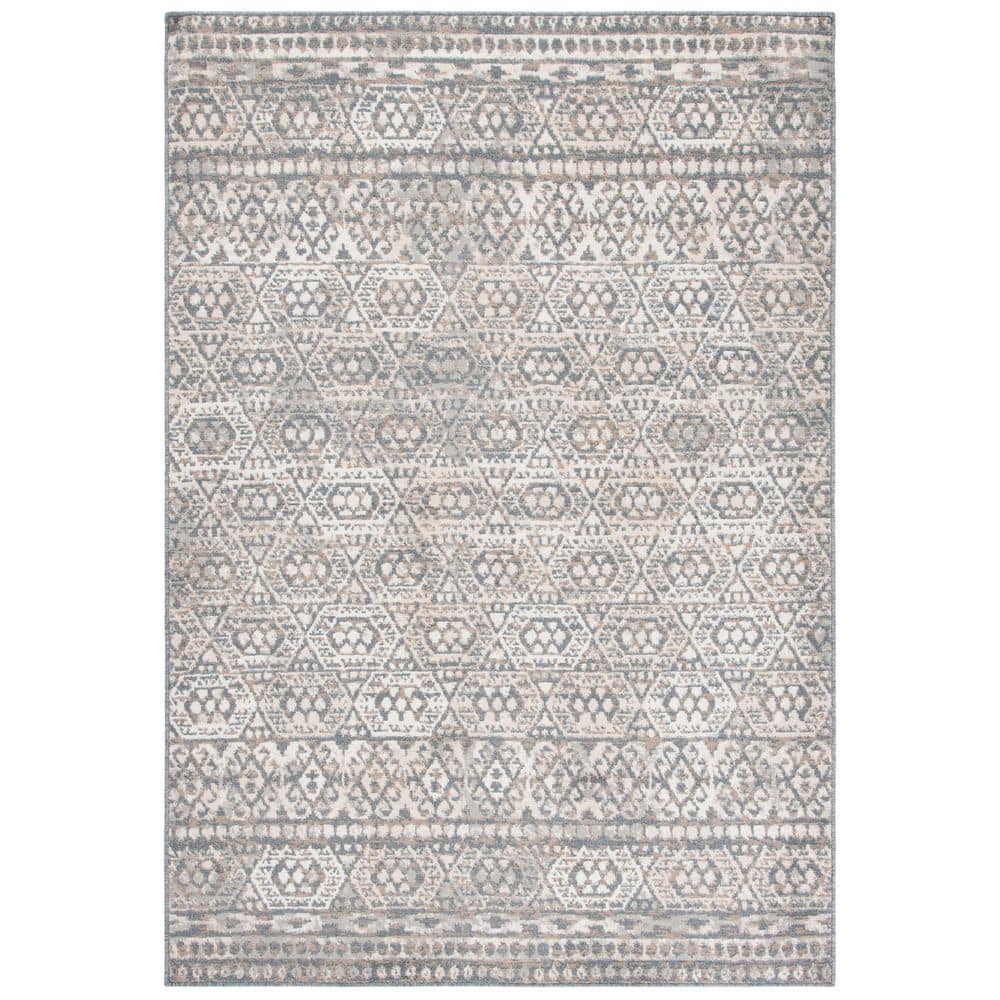 SAFAVIEH Pyramid 5 ft. x 8 ft. Ivory/Charcoal Geometric Ornate Area Rug ...